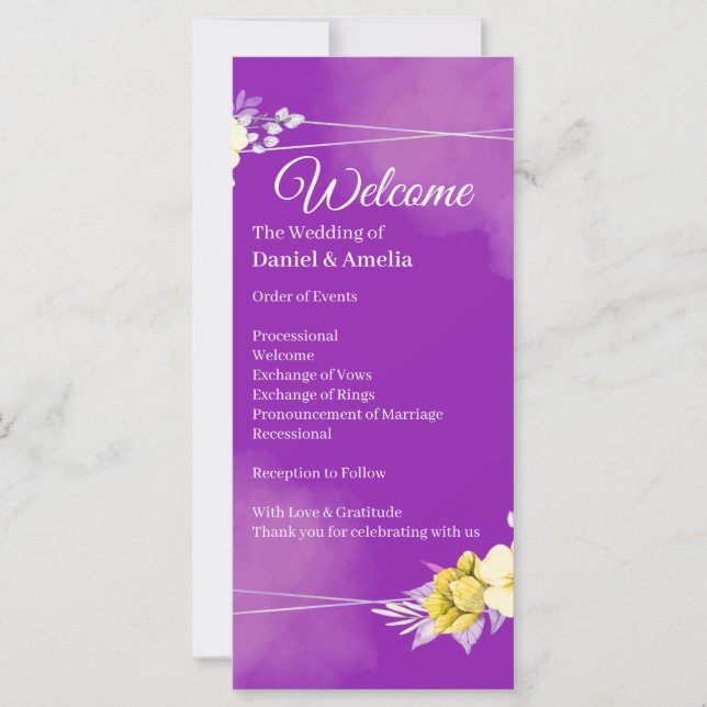 Programme de mariage aux fleurs violettes (Devant)