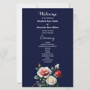 Programme de mariage aux roses blanches et roses f