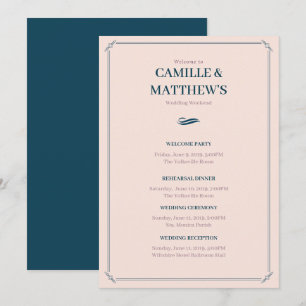 Programme de mariage avec bordure rose