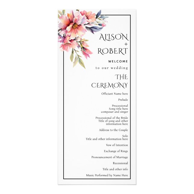 Programme de mariage avec branche de rhododendron  (Devant)