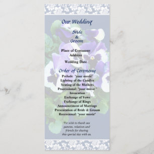 Programme de mariage avec des panneaux violets et