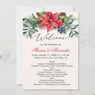 Programme de mariage avec feuillage vert Poinsetti