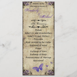 Programme de mariage avec papillon pourpre à doubl