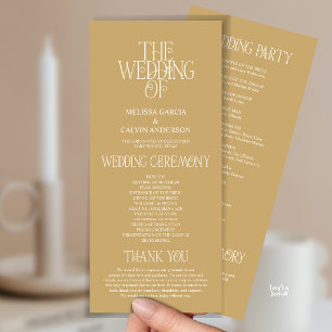 Programme de mariage avec typographie élégante en