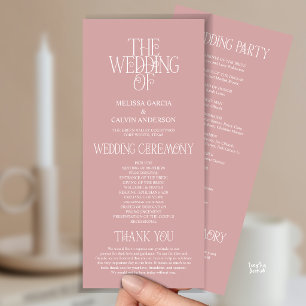 Programme de mariage avec typographie élégante ros