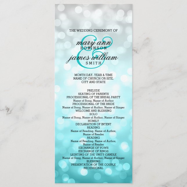 Programme de mariage Beach Ombre Lumières Parties  (Devant)