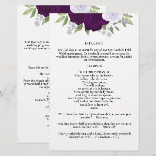 Programme de mariage bi-fold avec page supplémenta