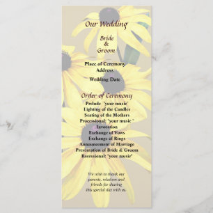 Programme de mariage Black Eyed Susansin a Row