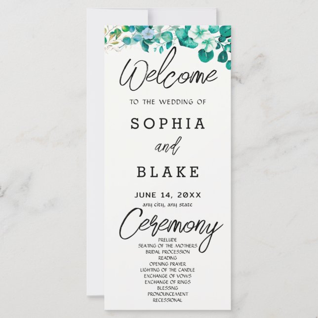 Programme de mariage blanc cassé aux fleurs blanch (Devant)