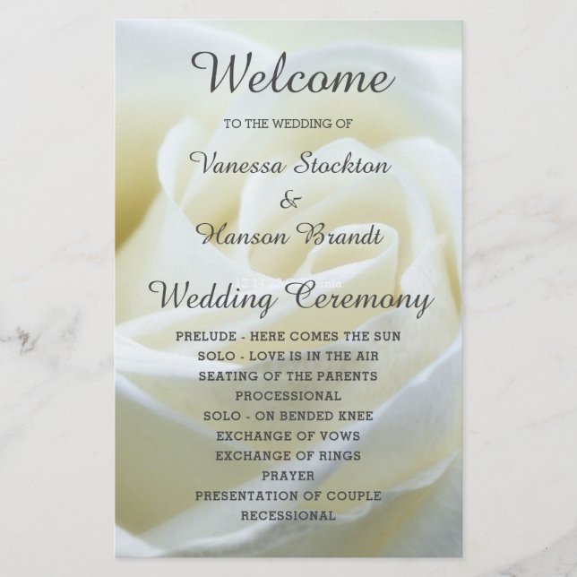 Programme de mariage blanc moderne (Devant)