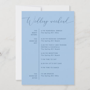 Programme de mariage Bleu ciel pastel Calendrier