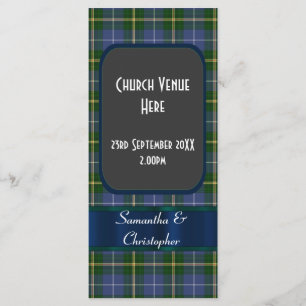 Programme de mariage bleu et vert tartan plaid