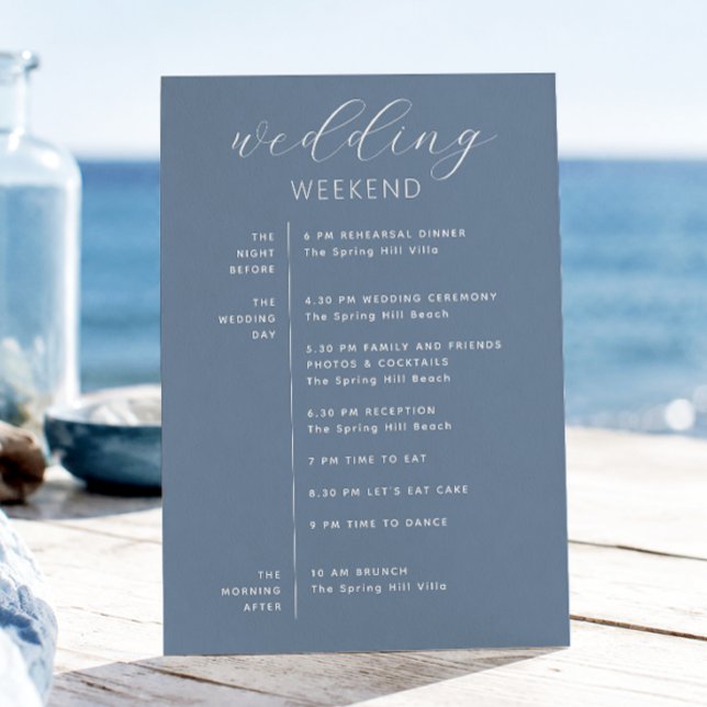 Programme de mariage bleu poussiéreux | Week-end n (Créateur téléchargé)