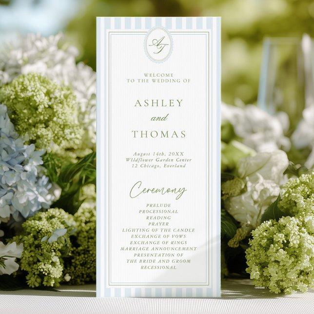 Programme de mariage Bleu & Sage (Créateur téléchargé)
