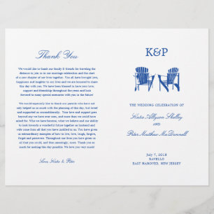 Programme de mariage Blue Adirondack Beach Chais