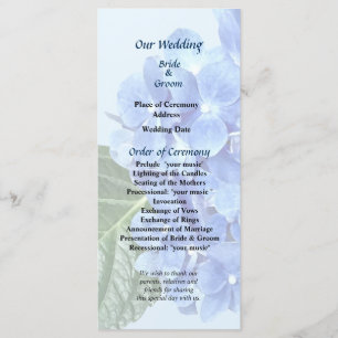 Programme de mariage Blue Hydrangea