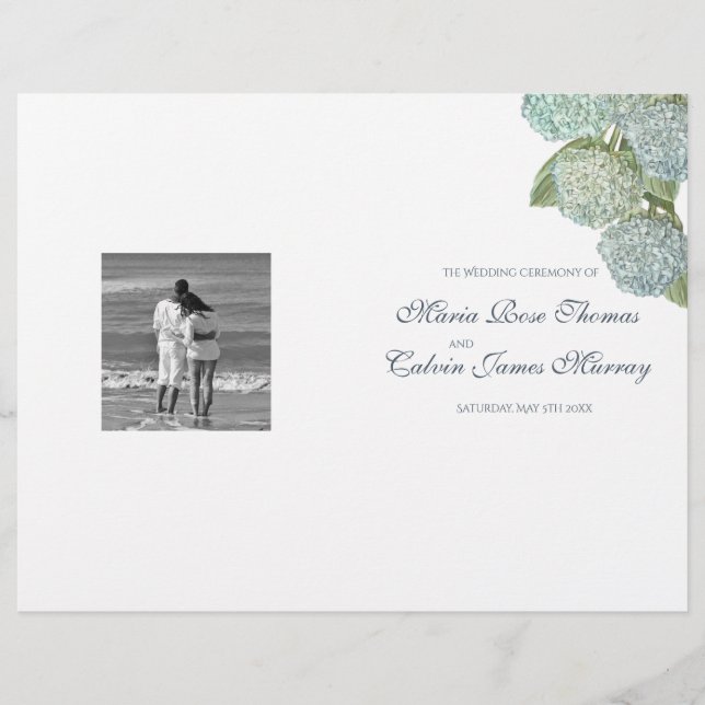 Programme de mariage Blue Hydrangea (Devant)