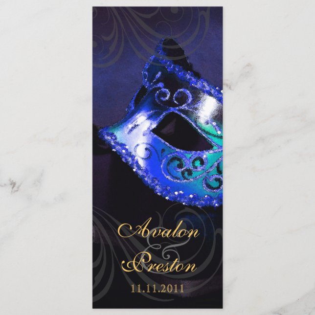 Programme de mariage Blue Masquerade Invitation (Devant)
