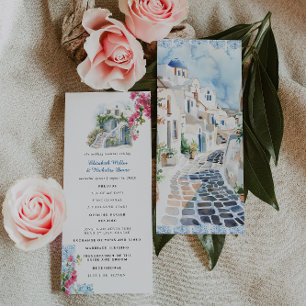 Programme de mariage Blue Tile Floral Grèce
