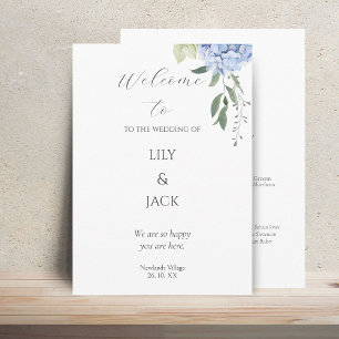 Programme de mariage Blue & White Floral Hydrangea