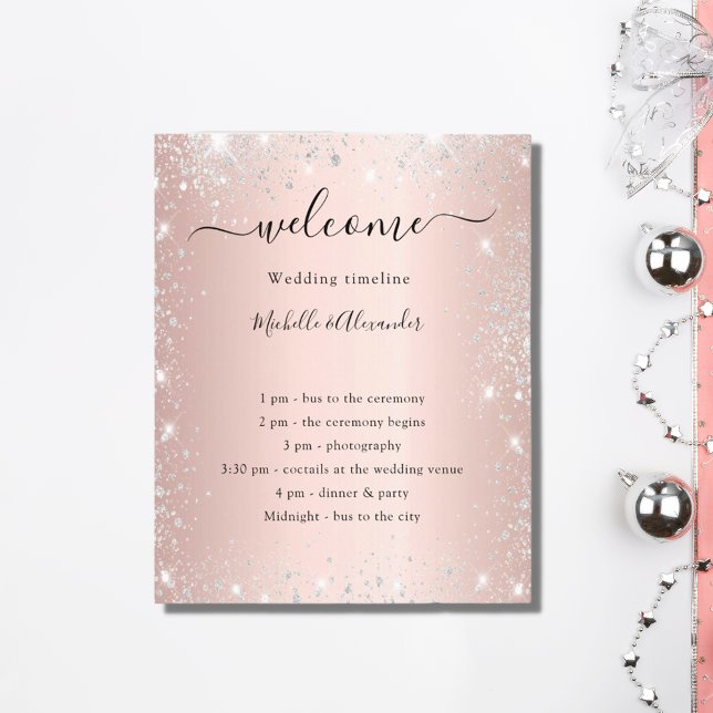 Programme de mariage Blush rose or argent parties  (Créateur téléchargé)