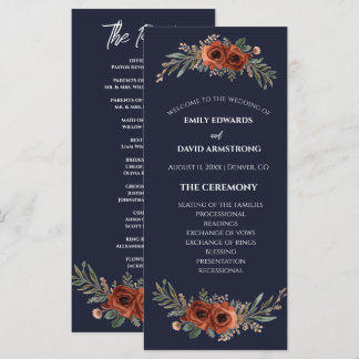 Programme de mariage bohème floral en terre cuite 