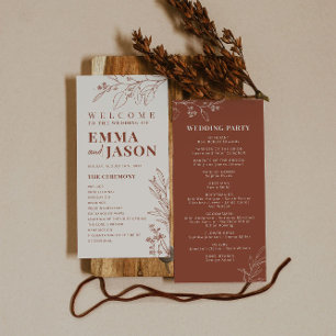 Programme de mariage Boho Cérémonie programme Flor