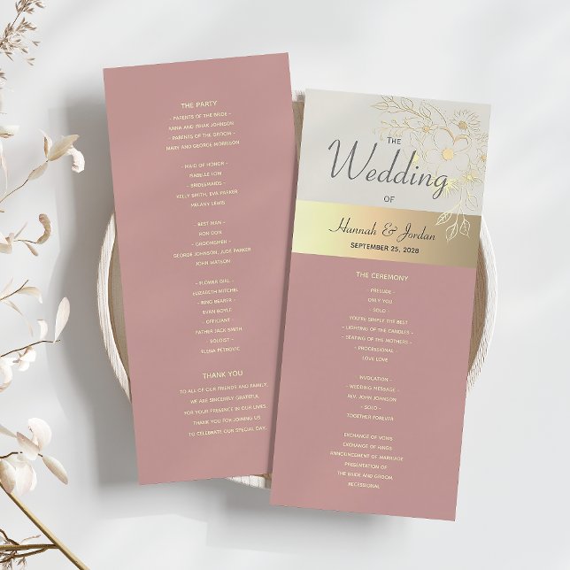 Programme de mariage Boho Dusty Rose (Créateur téléchargé)