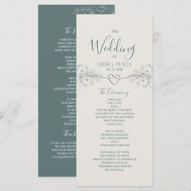 Programme de mariage Boho Wildflower (Devant / Derrière)