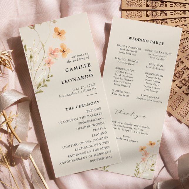 Programme de mariage Boho Wildflower  (Créateur téléchargé)