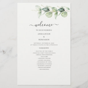 Programme de mariage botanique Eucalyptus Greenery