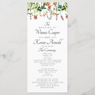 Programme de mariage botanique floral