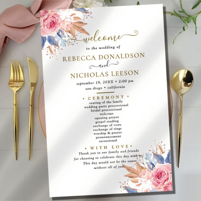 Programme de mariage botanique si élégant (Créateur téléchargé)
