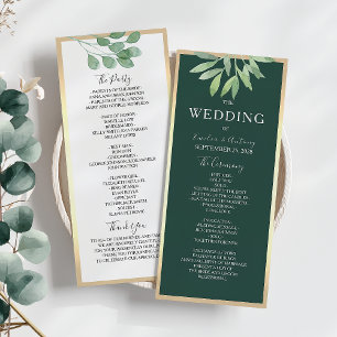 Programme de mariage botanique vert émeraude