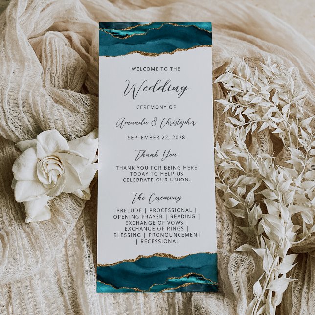 Programme de mariage Budget Agate Bleu sarcelle Or (Créateur téléchargé)