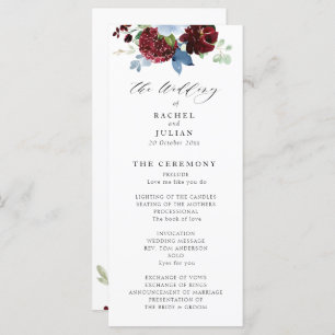 programme de mariage burgundy bleu pâle