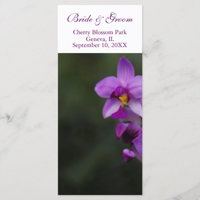 Programme de mariage - Carte orchidée violette (Devant)