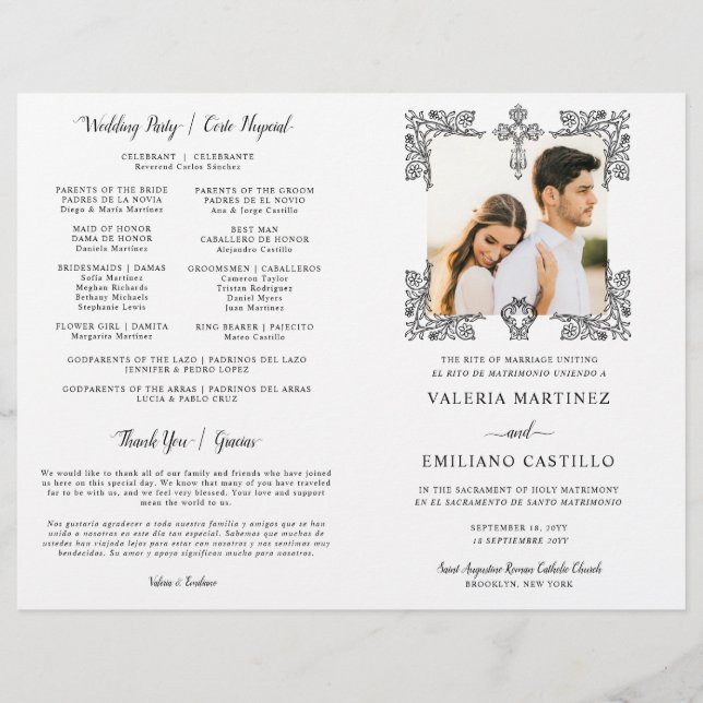 Programme de mariage catholique bilingue espagnol  (Devant)