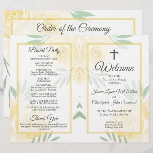 Programme de mariage catholique DIY Roses jaunes p