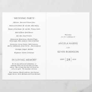 Programme de mariage catholique noir et blanc épur
