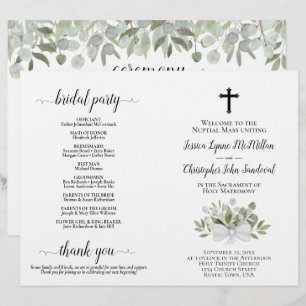 Programme de mariage catholique pliable DIY Eucaly