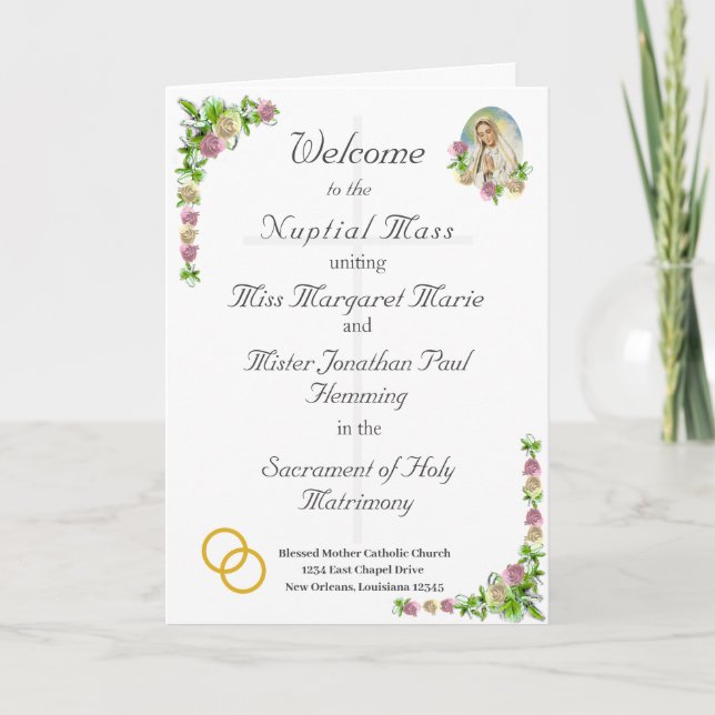 Programme de mariage catholique Vierge Marie (Devant)