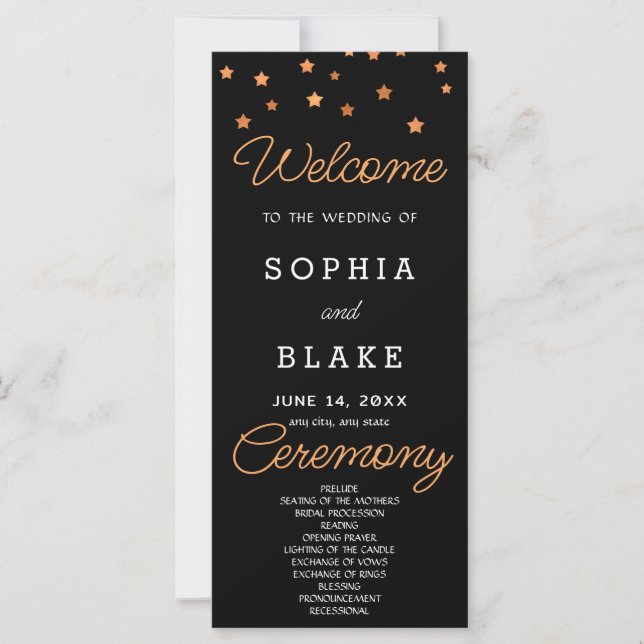 Programme de mariage Céleste Étoiles Rose Gold sur (Devant)