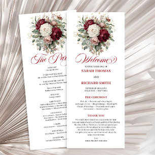 Programme de mariage charmant rose Bourgogne or