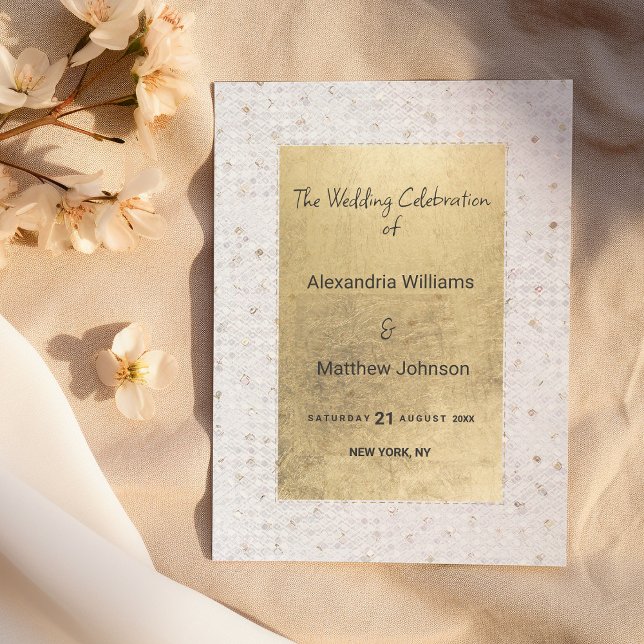 Programme de mariage chic en sequins de luxe en or (Luxury white gold chic sequins Wedding Program )
