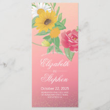 Programme de mariage Chic Rose Flower Pink Gold Pa