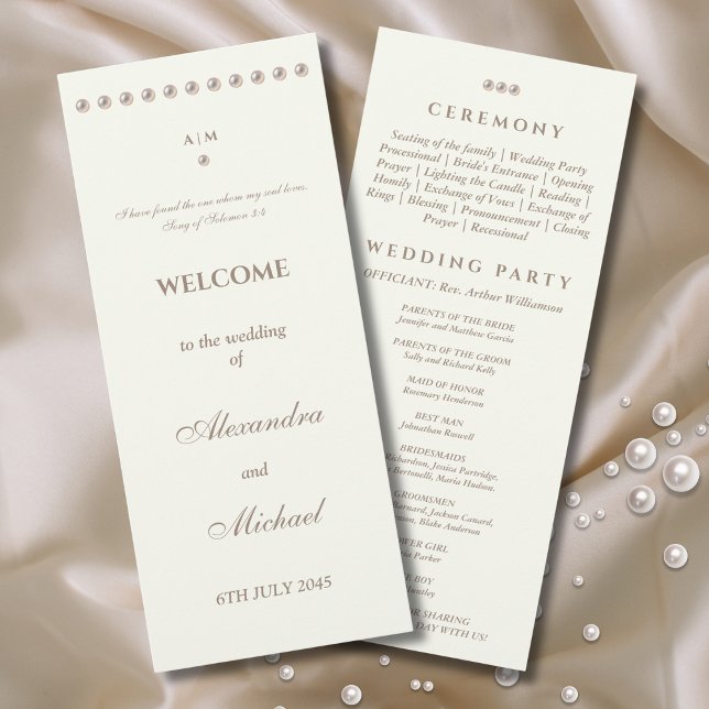 Programme de mariage chrétien simple perle d'ivoir (Créateur téléchargé)