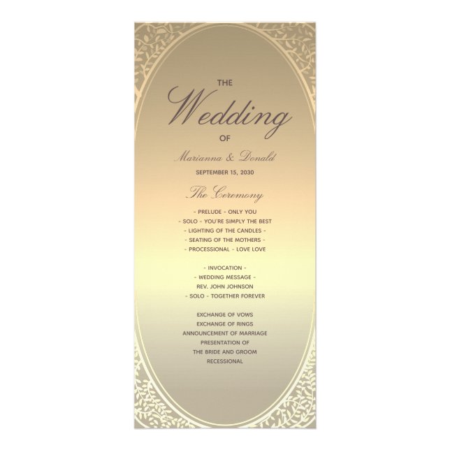 Programme de mariage classique en faux or (Devant)
