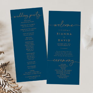 Programme de mariage classique en or bleu marine