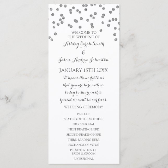 Programme de mariage Confetti Argent (Devant)